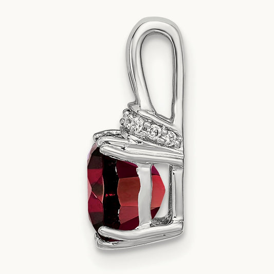 Cushion Garnet and Diamond Pendant — photo set