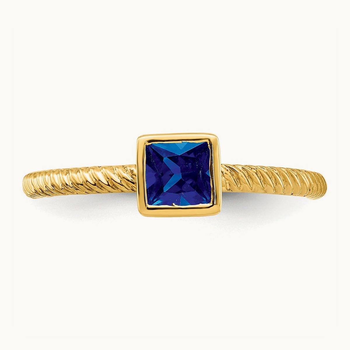 Square Bezel Sapphire Ring, 14K