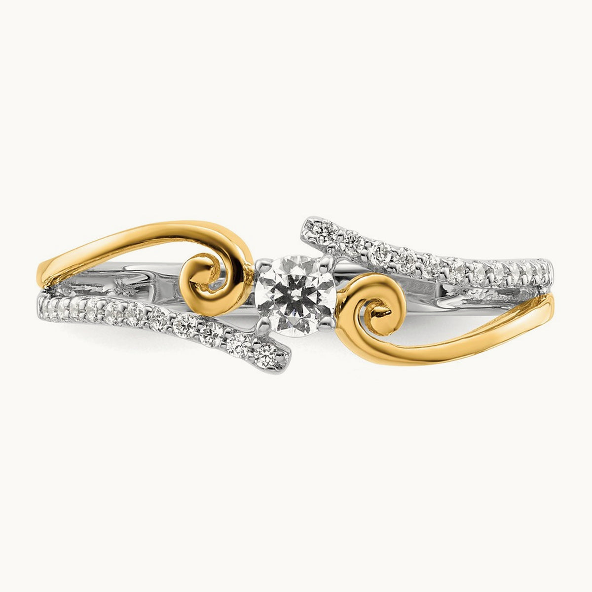 ByPass Round Complete Diamond Promise/Engagement Ring, 14K Two-tone