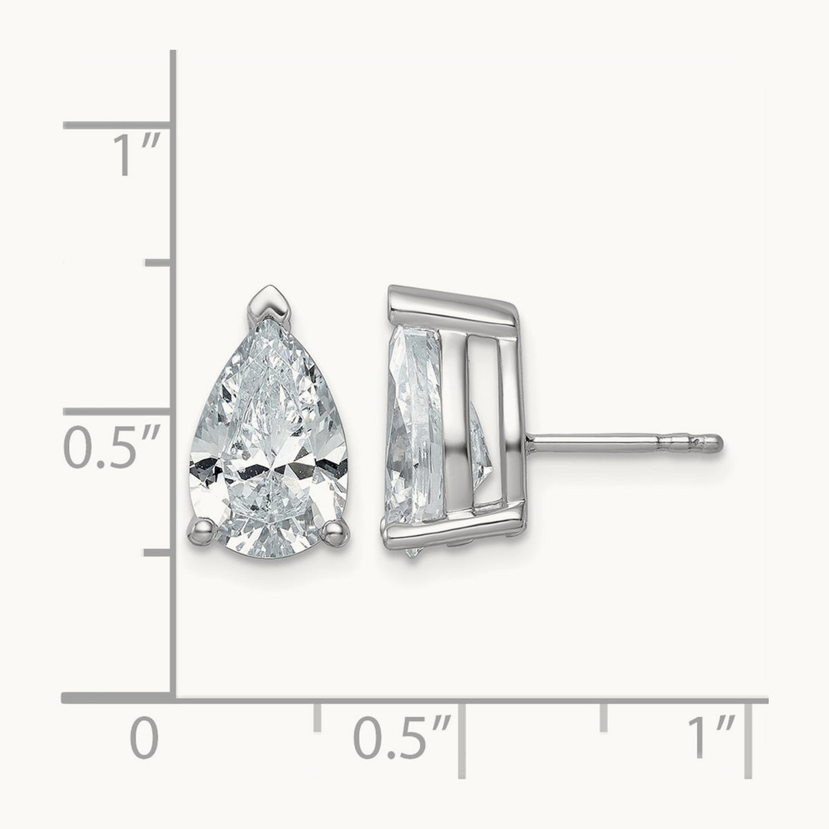 Pear 3 Prong Stud Earrings, 0.50-6.00 ct tw Lab-Grown Diamond — 5 ct, 14K White Gold