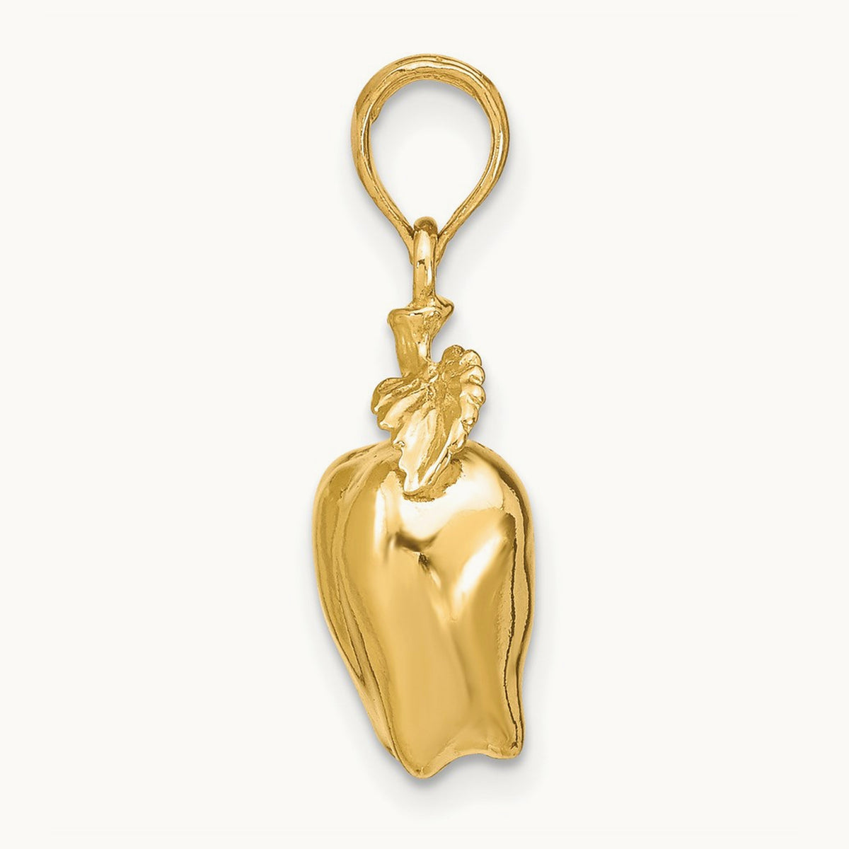 3-D Apple W/ Stem and Leaf Charm, 14K