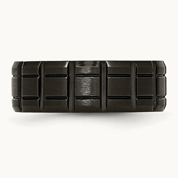 Titanium Brushed and Polished Black IP-plated 8mm Notched Band