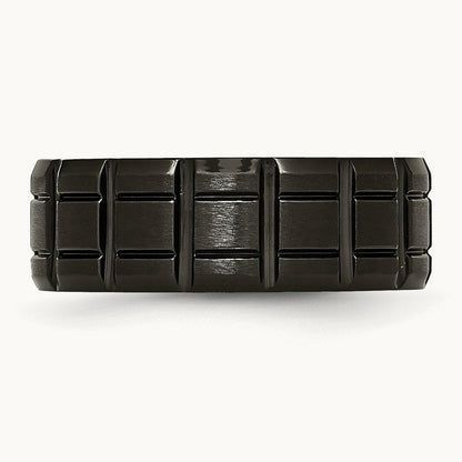 Titanium Brushed and Polished Black IP-plated 8mm Notched Band