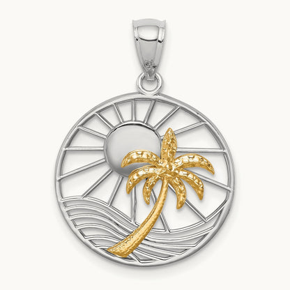 Polished Sunset Pendant, 14K Two-tone