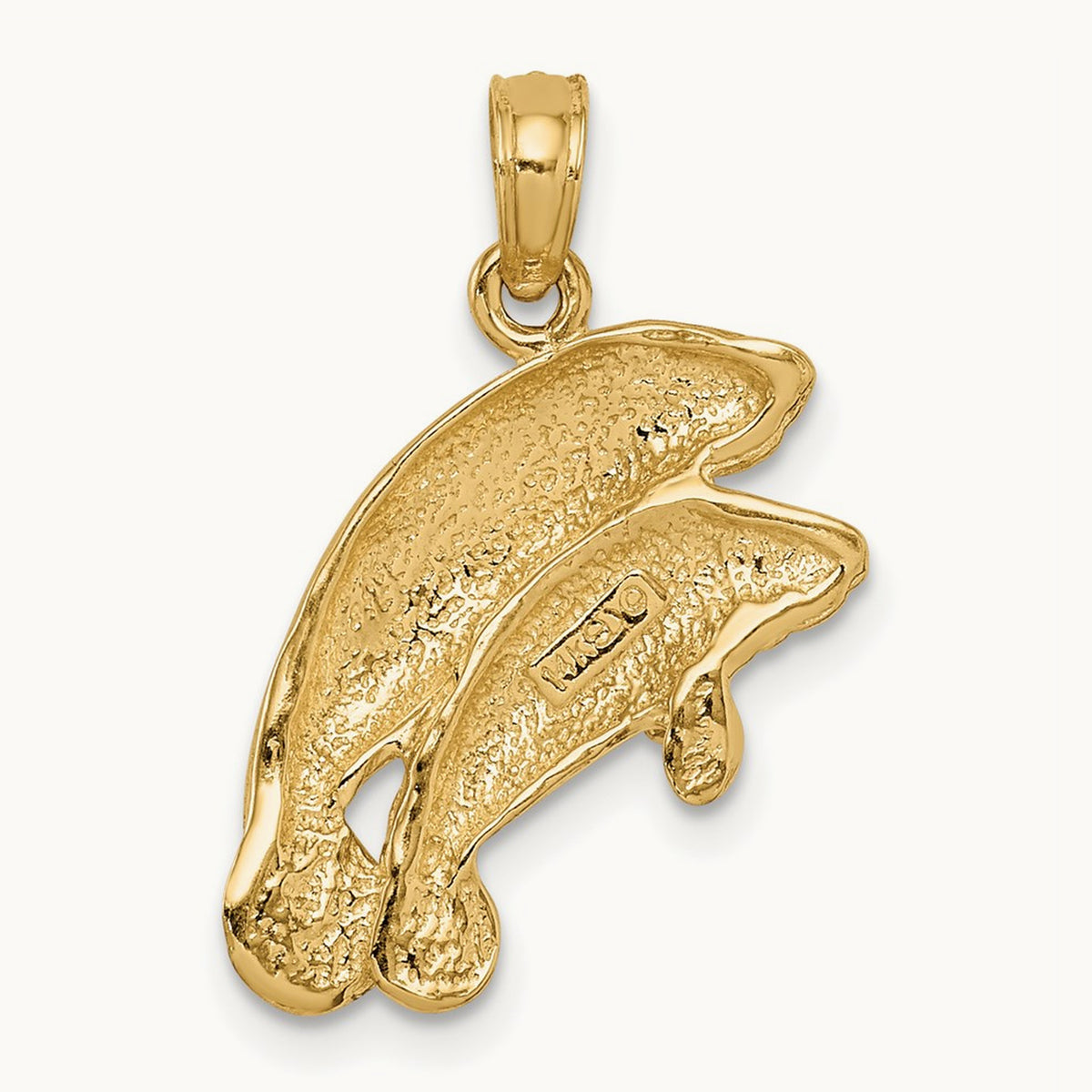 Polished Double Manatee Pendant, 14K