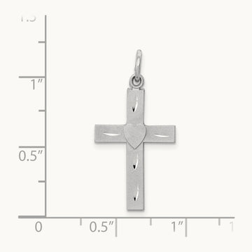 Diamond-cut Latin Cross Charm, 14K White Gold