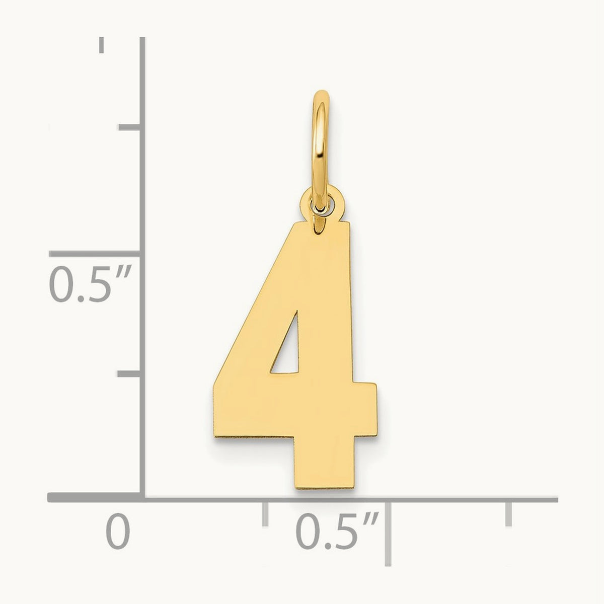 Medium Polished Number 4 Charm — 14K Yellow Gold