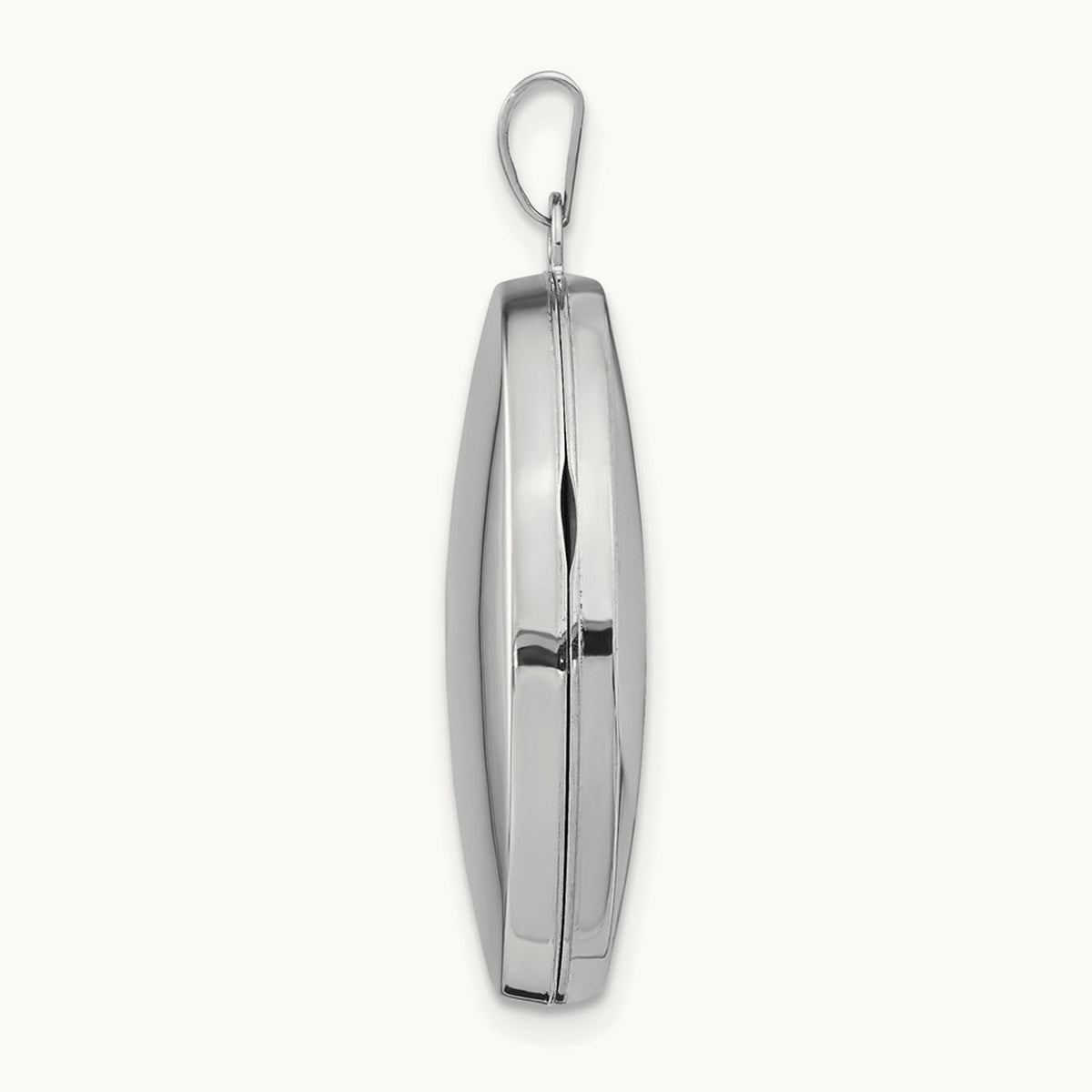 Polished Domed Oval Locket — 14K White Gold
