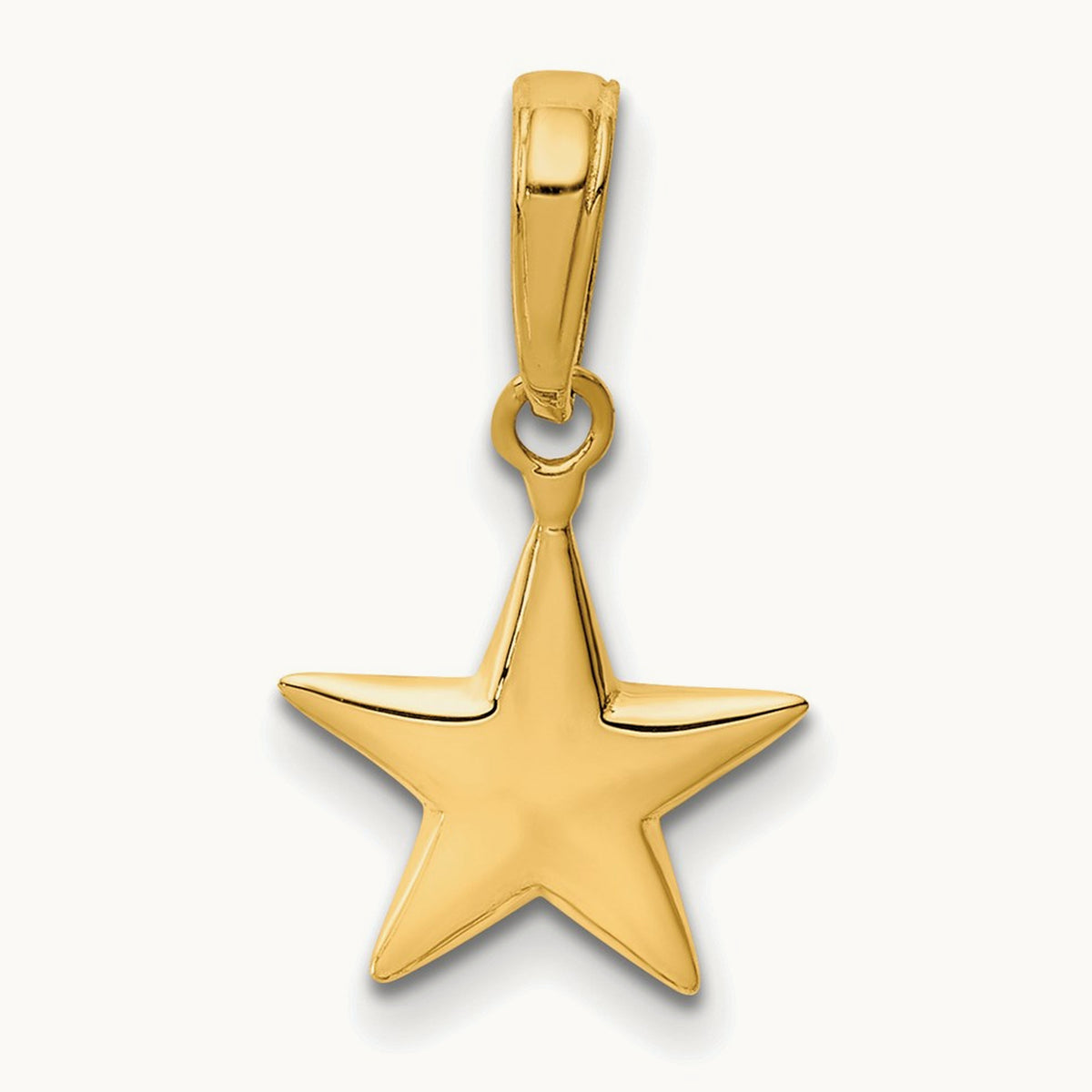 Small Polished 3-D Star Charm, 14K