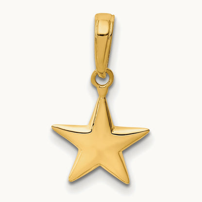Small Polished 3-D Star Charm, 14K