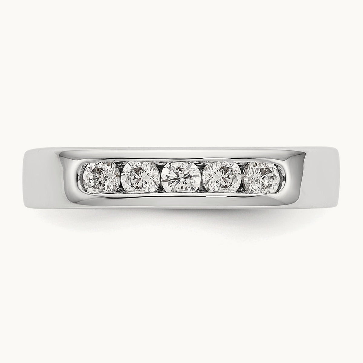 5-Stone Diamond Channel Band, 14K White Gold