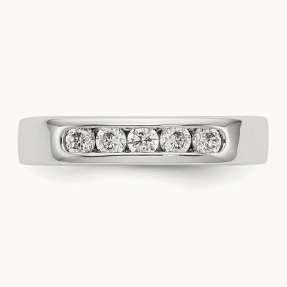 5-Stone Diamond Channel Band, 14K White Gold