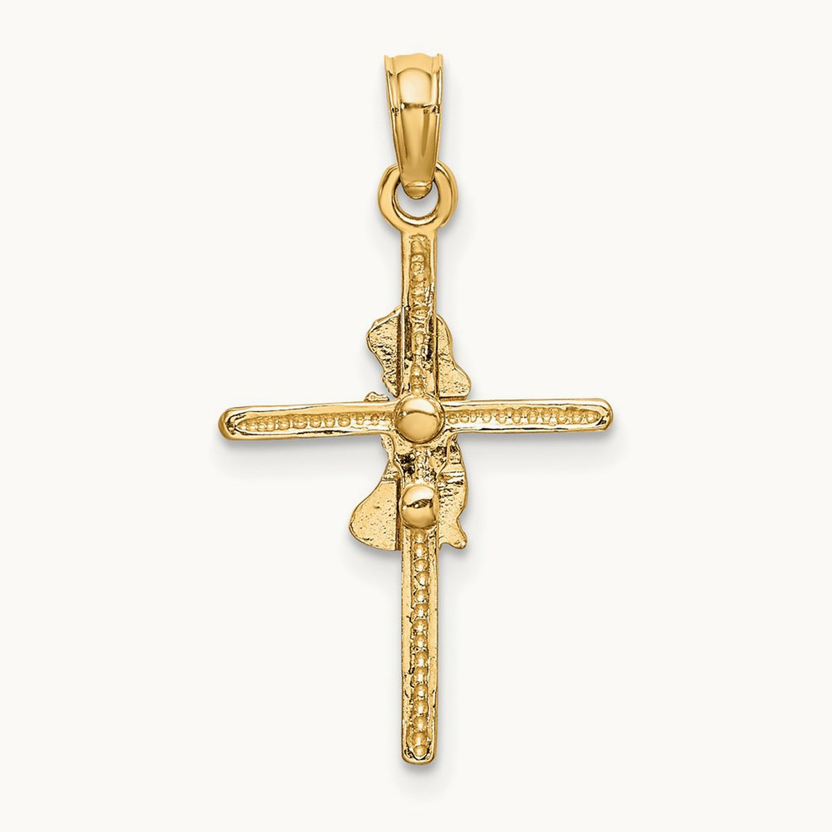 Praying Girl Cross Charm, 14K