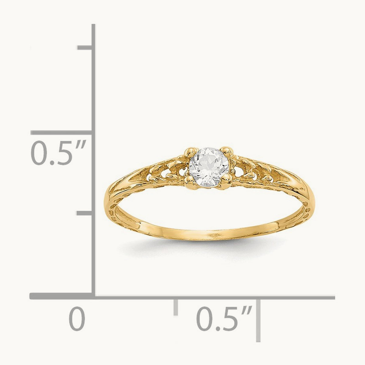 Madi K White Topaz Birthstone Baby Ring, 3mm, 14K