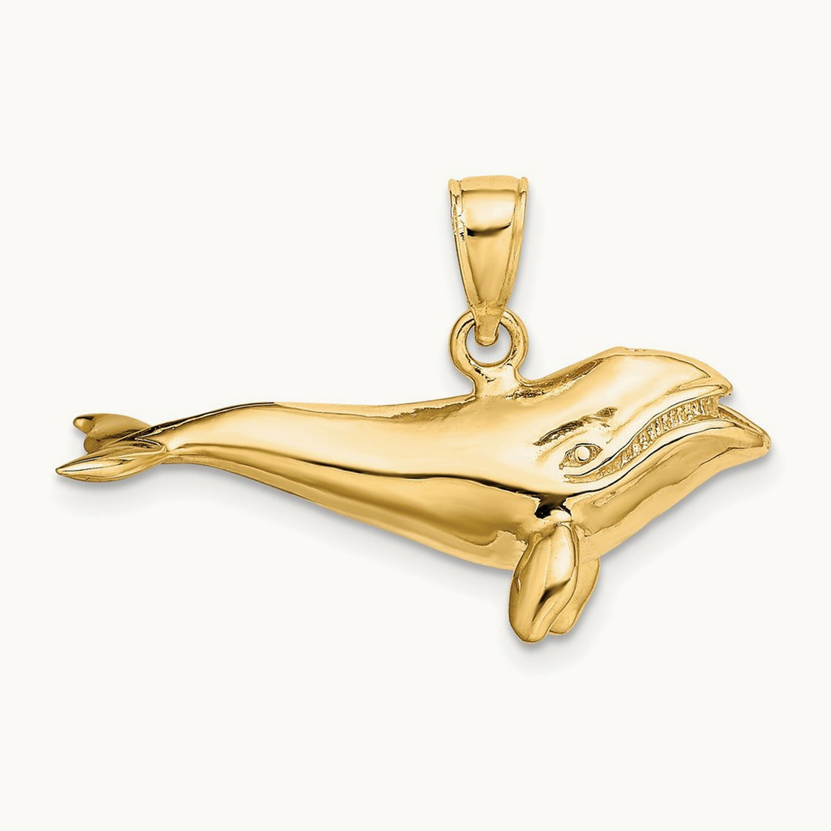 3-D High Polished Bowhead Whale Charm, 14K