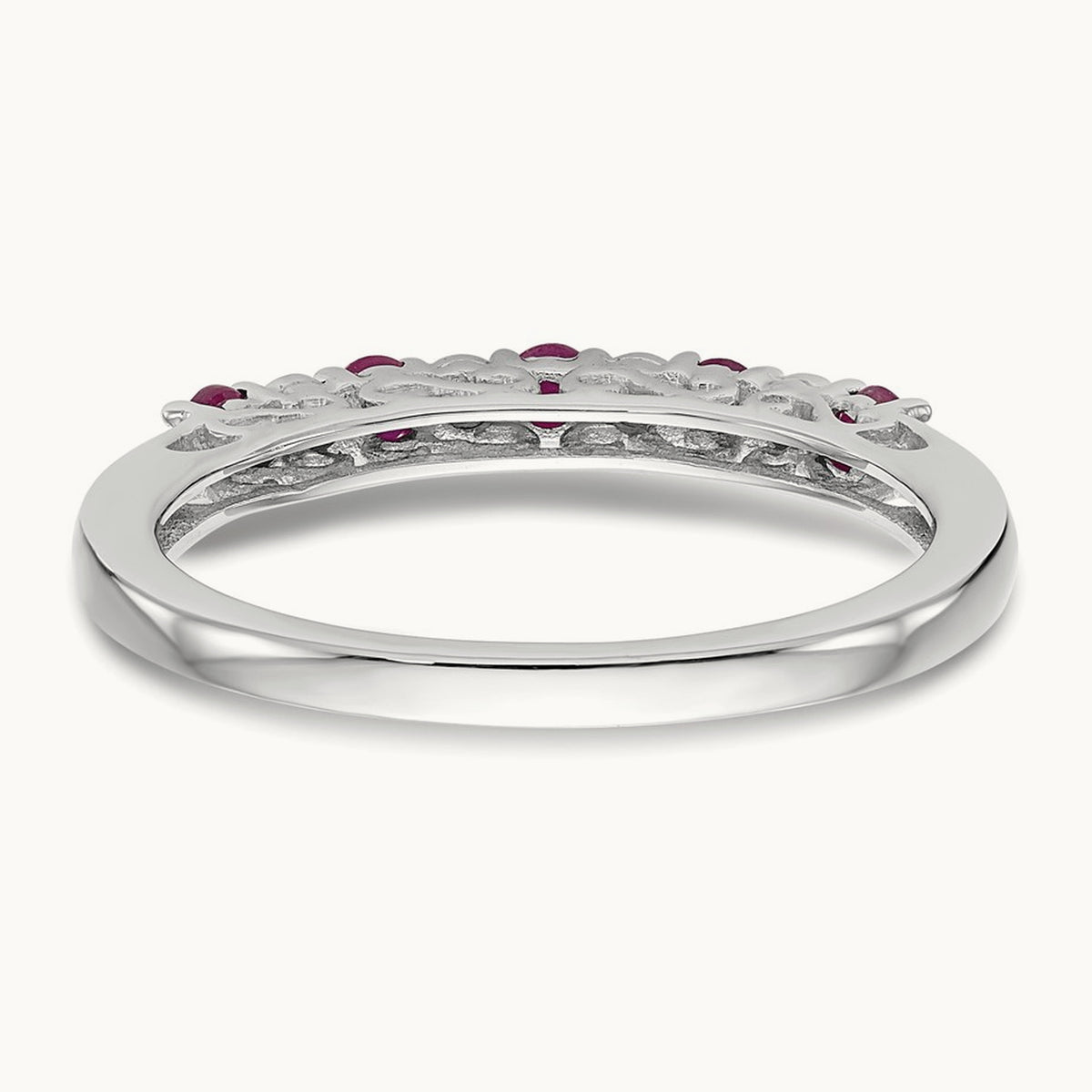Diamond w/Ruby Band, 14K White Gold
