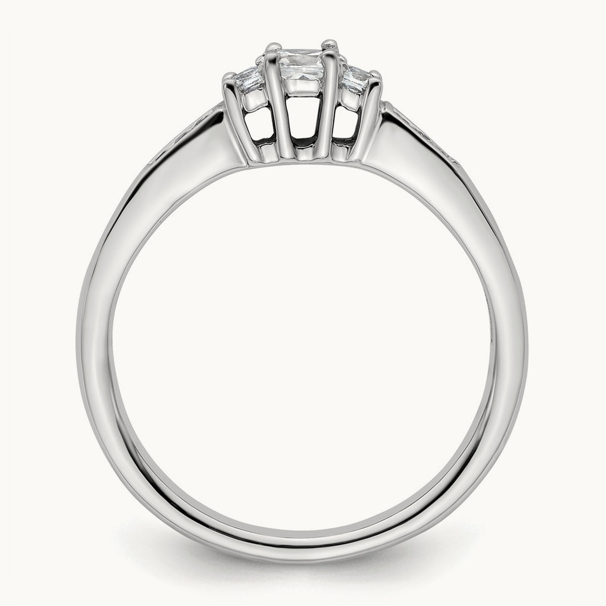 3-Stone Semi-Mount Engagement Ring, 0.10-0.25 ct tw — 1/10 ct, 14K White Gold