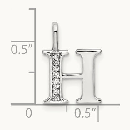 Diamond Letter H Initial Pendant, 14K White Gold