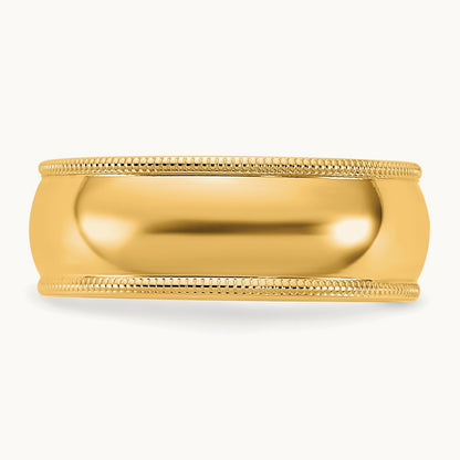 Milgrain Half Round Band, 7mm, 10K Yellow Gold