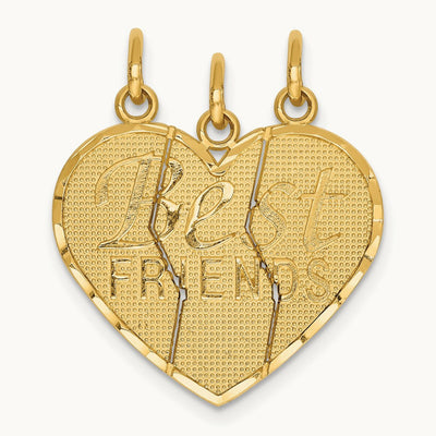 3 piece Break-apart BEST FRIENDS Charm Set, 14K