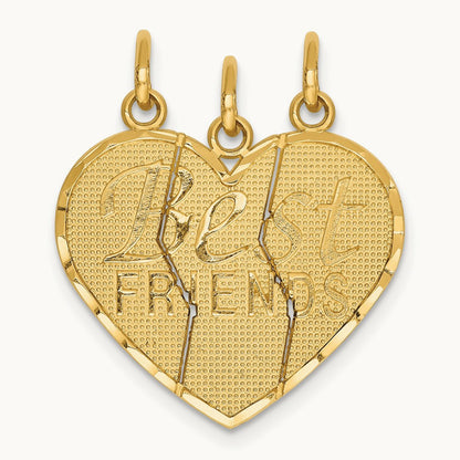 3 piece Break-apart BEST FRIENDS Charm Set, 14K