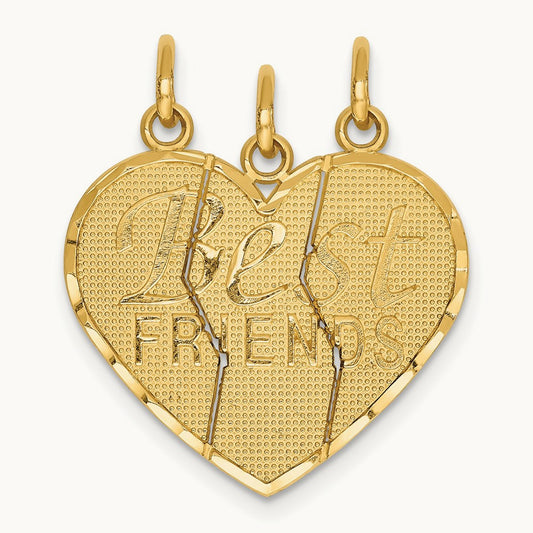 3 piece Break-apart BEST FRIENDS Charm Set, 14K