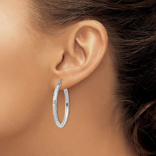 Polished & Satin Twisted Hoop Earrings — 14K Yellow Gold