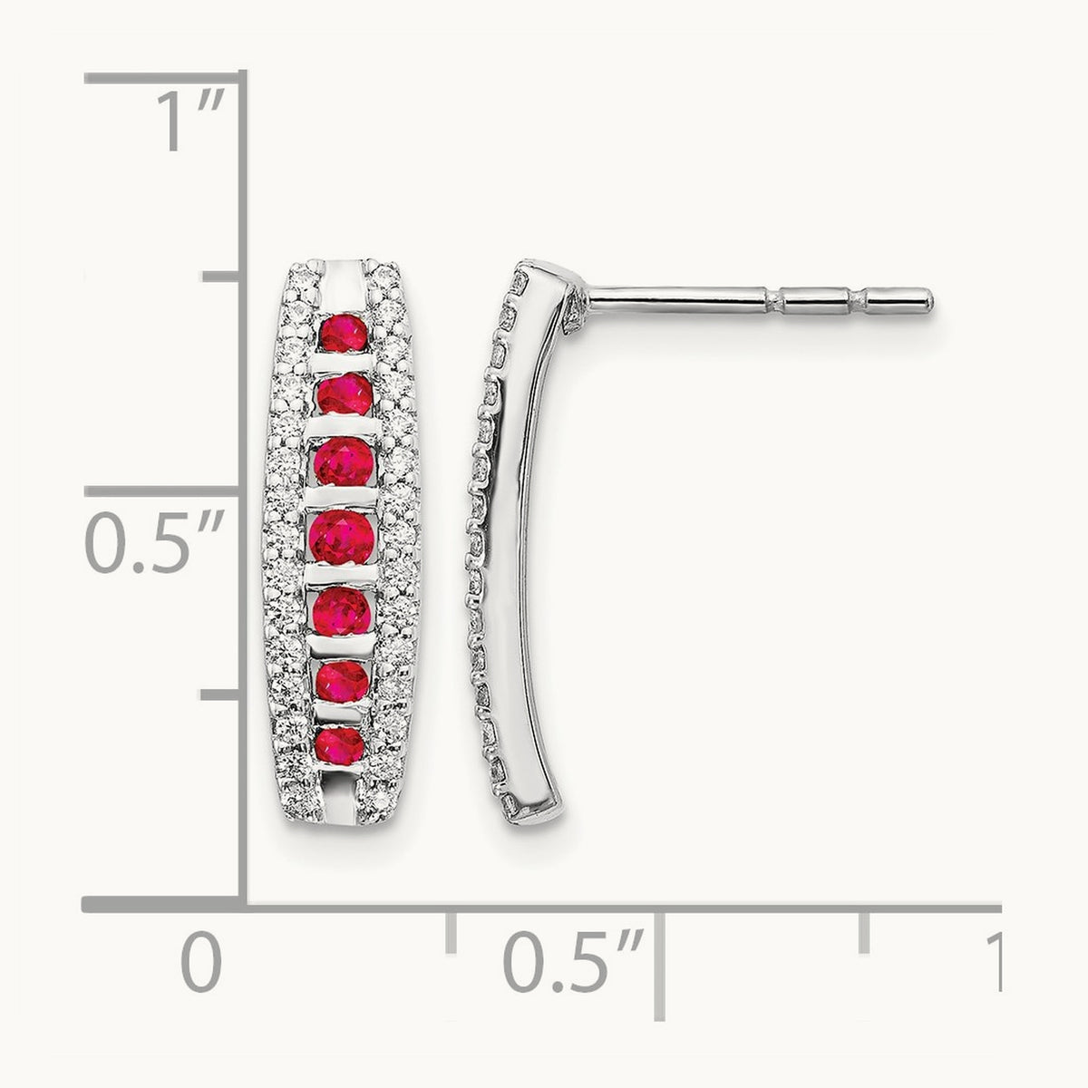 Created Ruby Post Earrings, 0.25 ct tw Lab-Grown Diamond