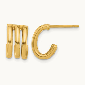 Polished Oval J-Hoop Post Earrings, 14K — Leslie's