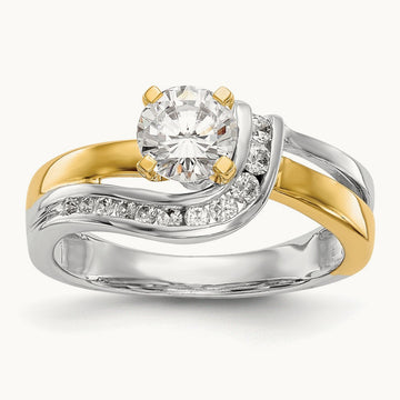 Peg Set Semi-Mount Bypass Engagement Ring, 0.15 ct tw