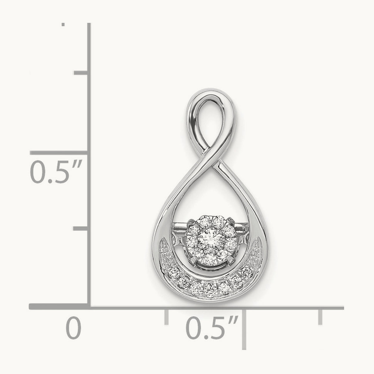 1/10ct. Vibrant Moving Diamond Teardrop Chain Slide Pendant, 14K White Gold