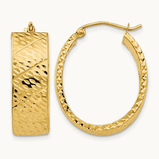 Diamond Cut Oval Hoop Earrings — photo set