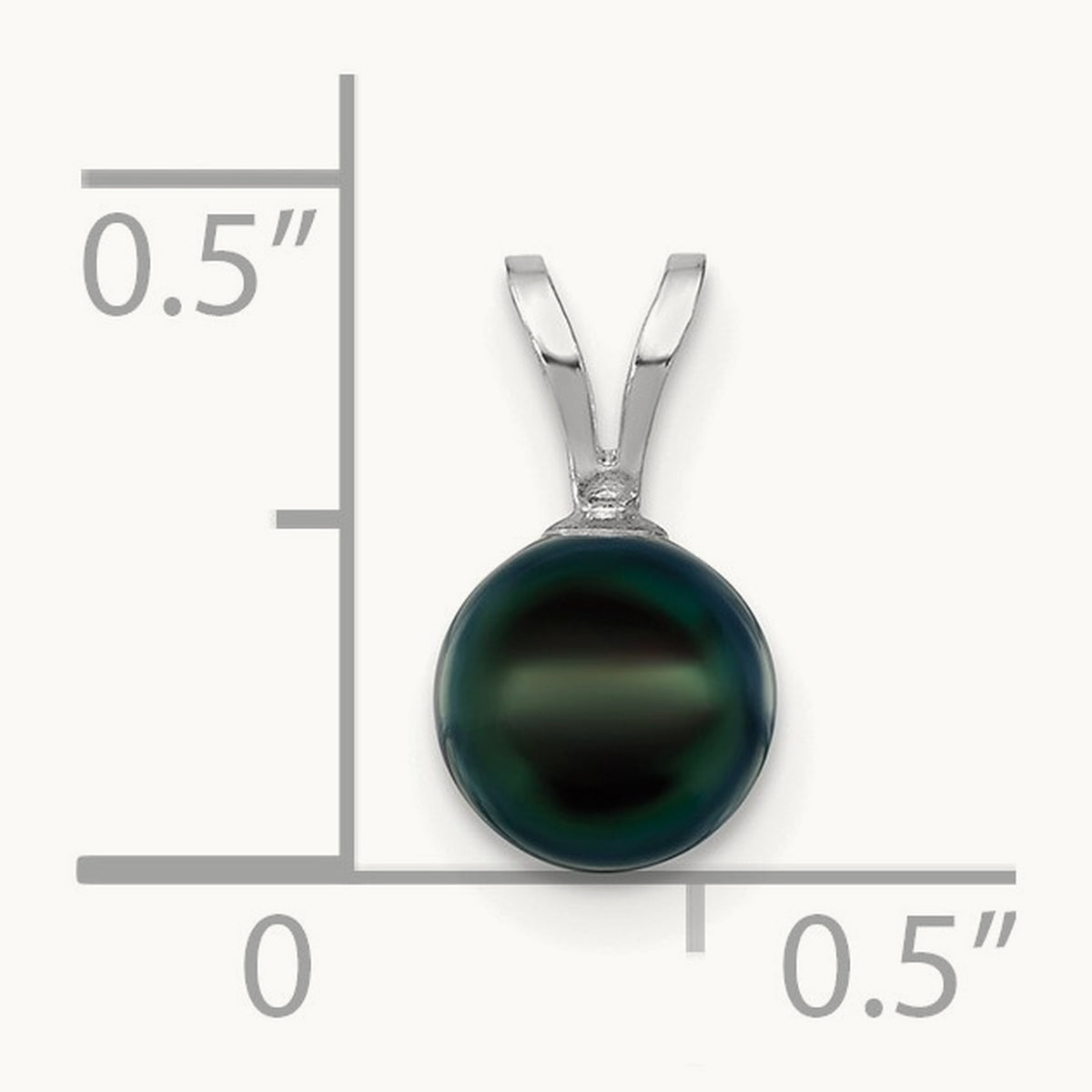6- Round Black Saltwater Akoya Pendant, 7mm, 14K White Gold