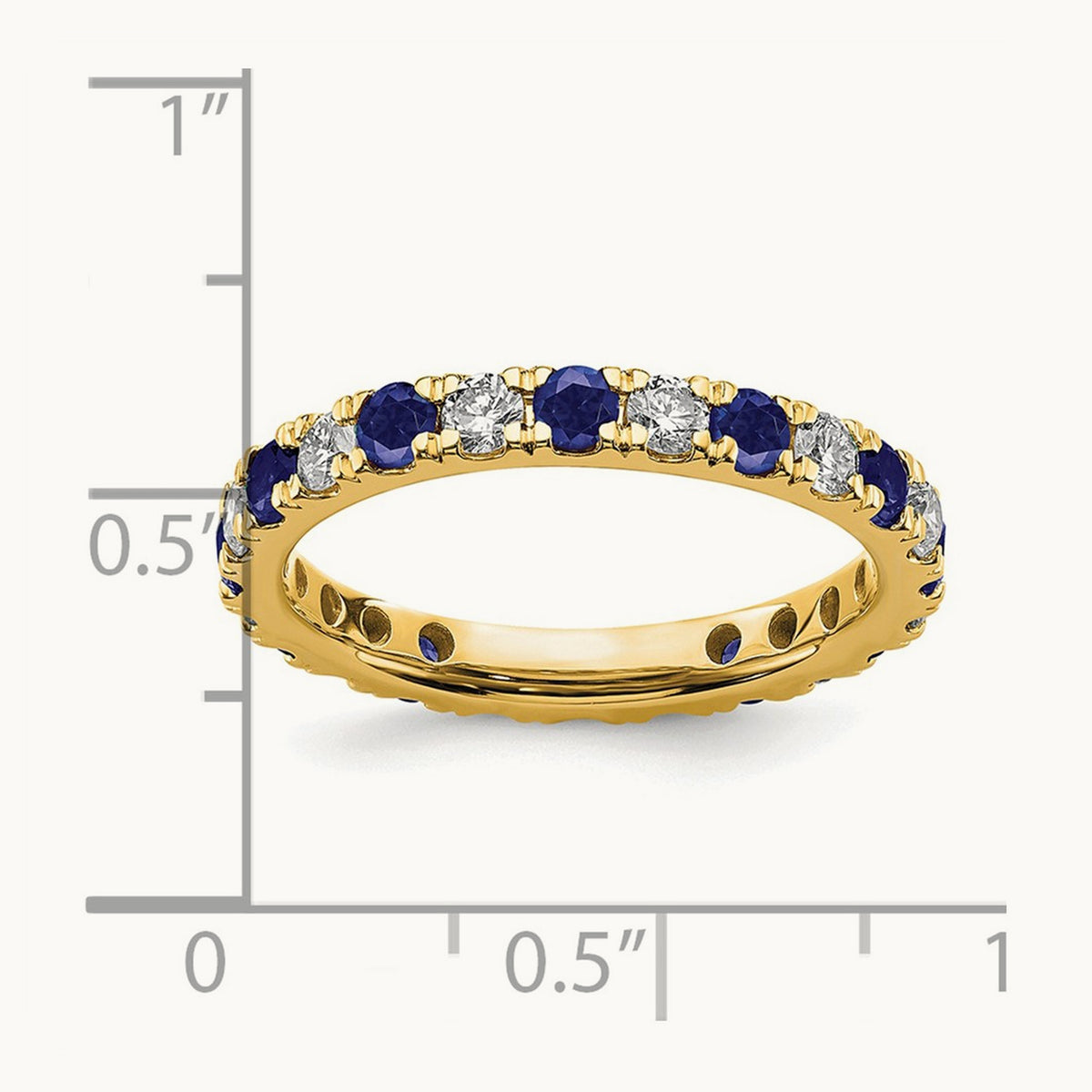 Created Sapphire Eternity Band, 0.25-0.75 ct tw Lab-Grown Diamond — 14K Yellow Gold