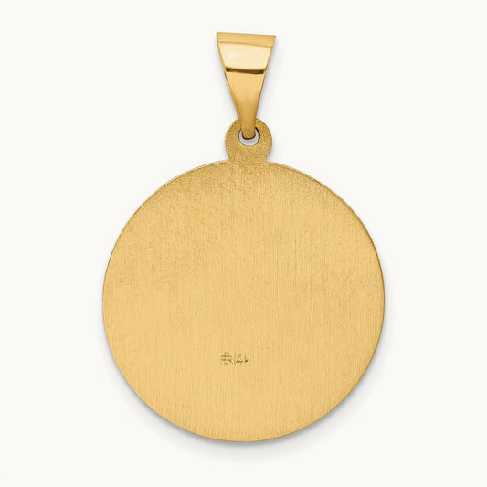 Polished and Satin St Edward Medal Hollow Pendant, 14K