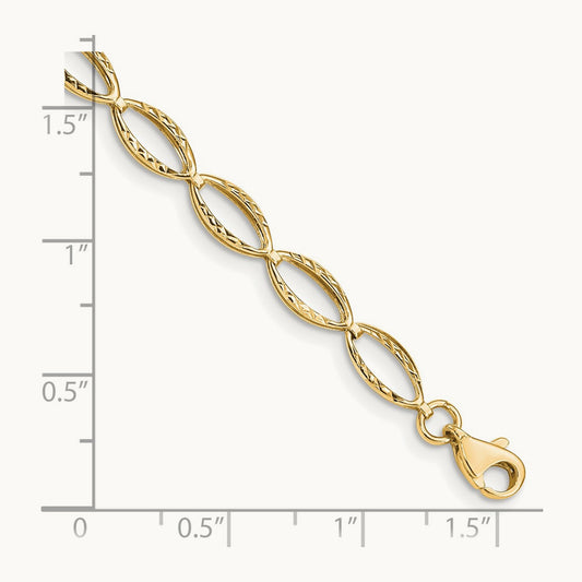 Polished Oval Link Bracelet — 14K Yellow Gold