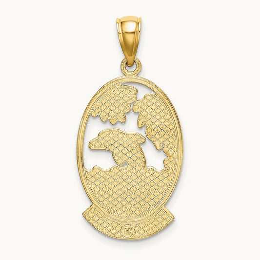 ARUBA W/ Dolphin Sunset In Frame Charm, 14K