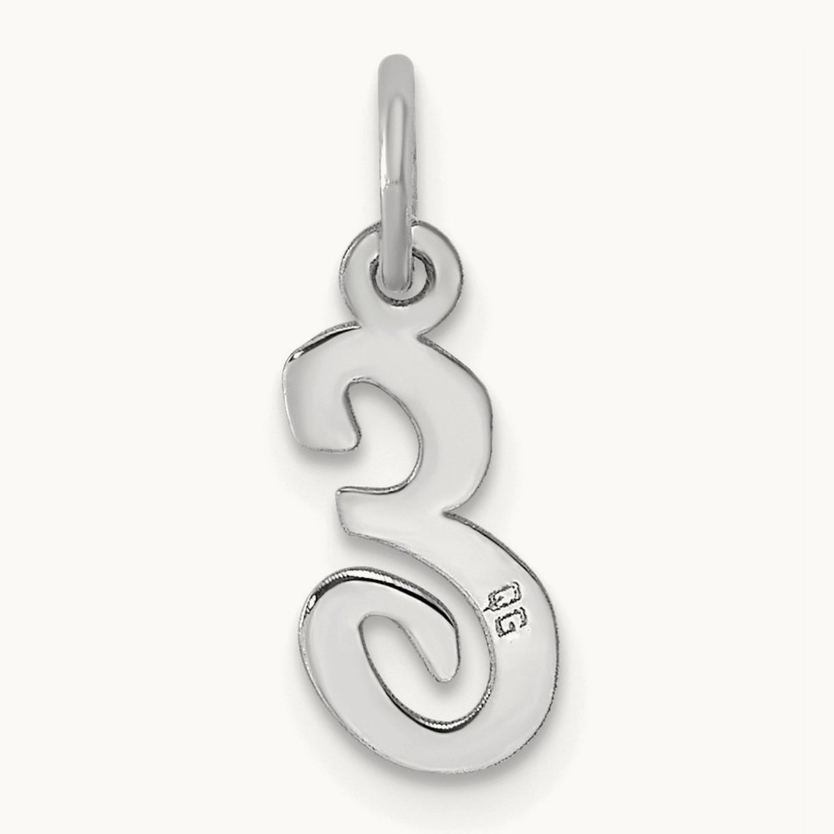 Small Script Letter E Initial Charm, 14K White Gold
