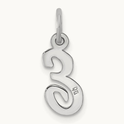 Small Script Letter E Initial Charm, 14K White Gold