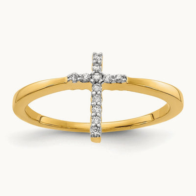 Cross Ring, 0.07 ct tw Lab-Grown Diamond — 14K Yellow Gold