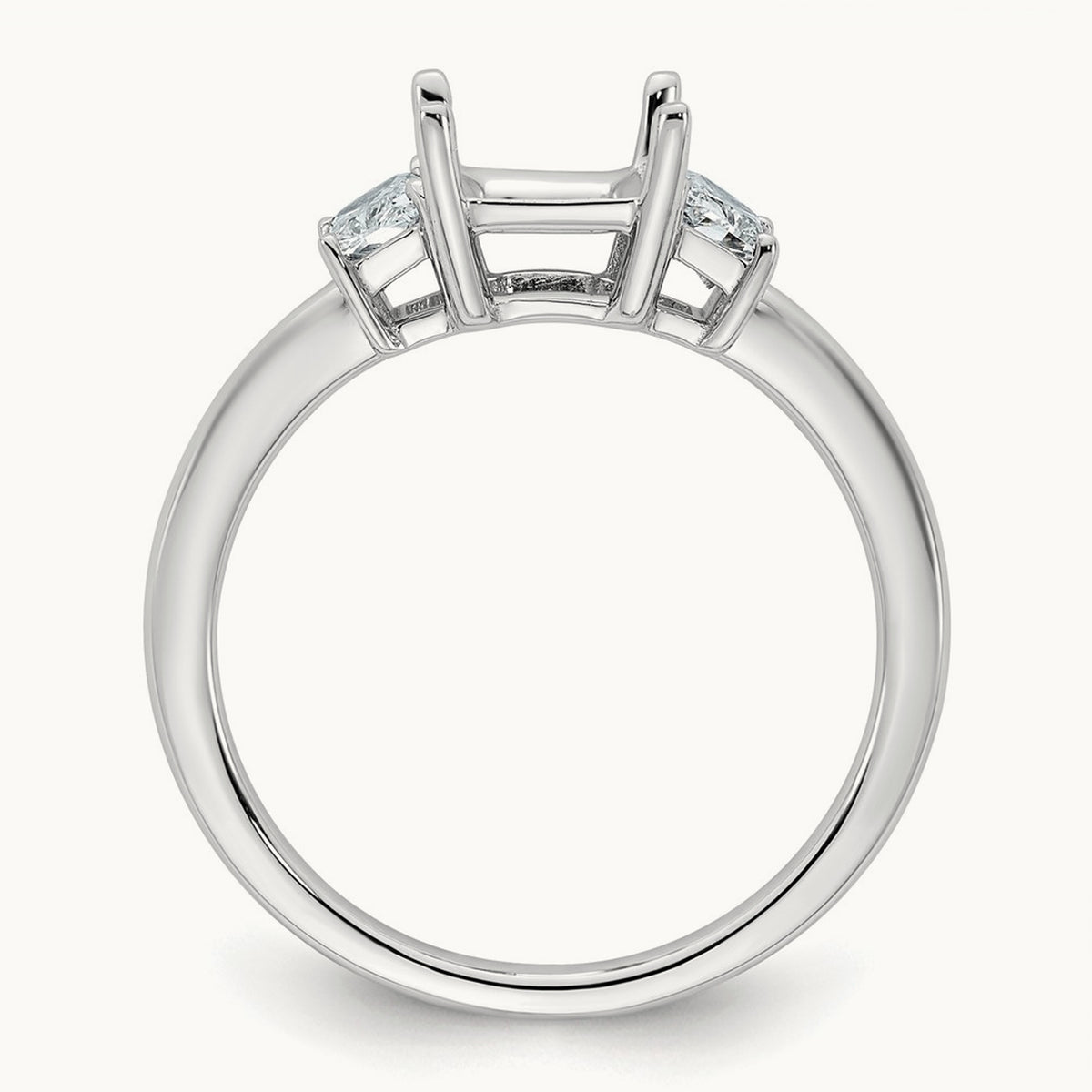 Trapezoid Radiant Semi-Mount Engagement Ring — 14K White Gold, 1/2 ct, 7