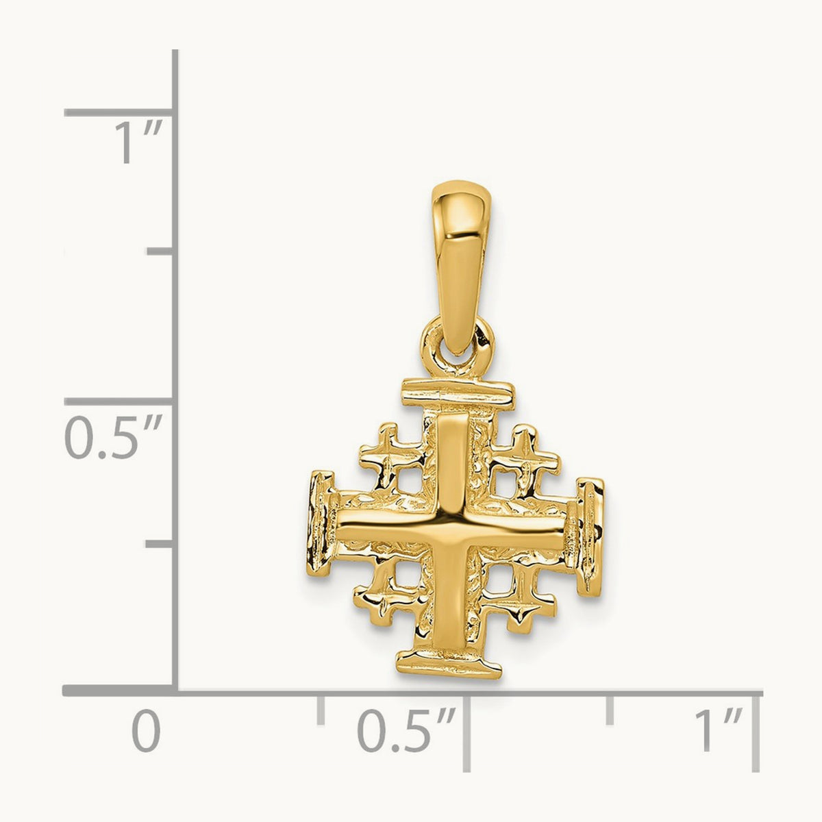 Jerusalem Cross Charm — 14K Yellow Gold