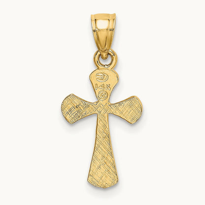 Solid Textured Cross Charm, 14K