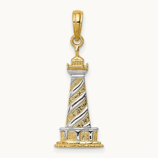 Cape Hatteras Lighthouse Pendant, 14K with Rhodium