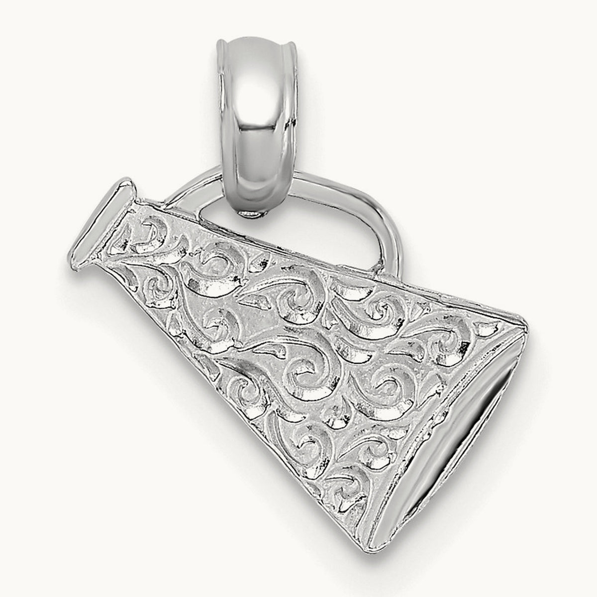 Megaphone with Handle Pendant, 14K White Gold
