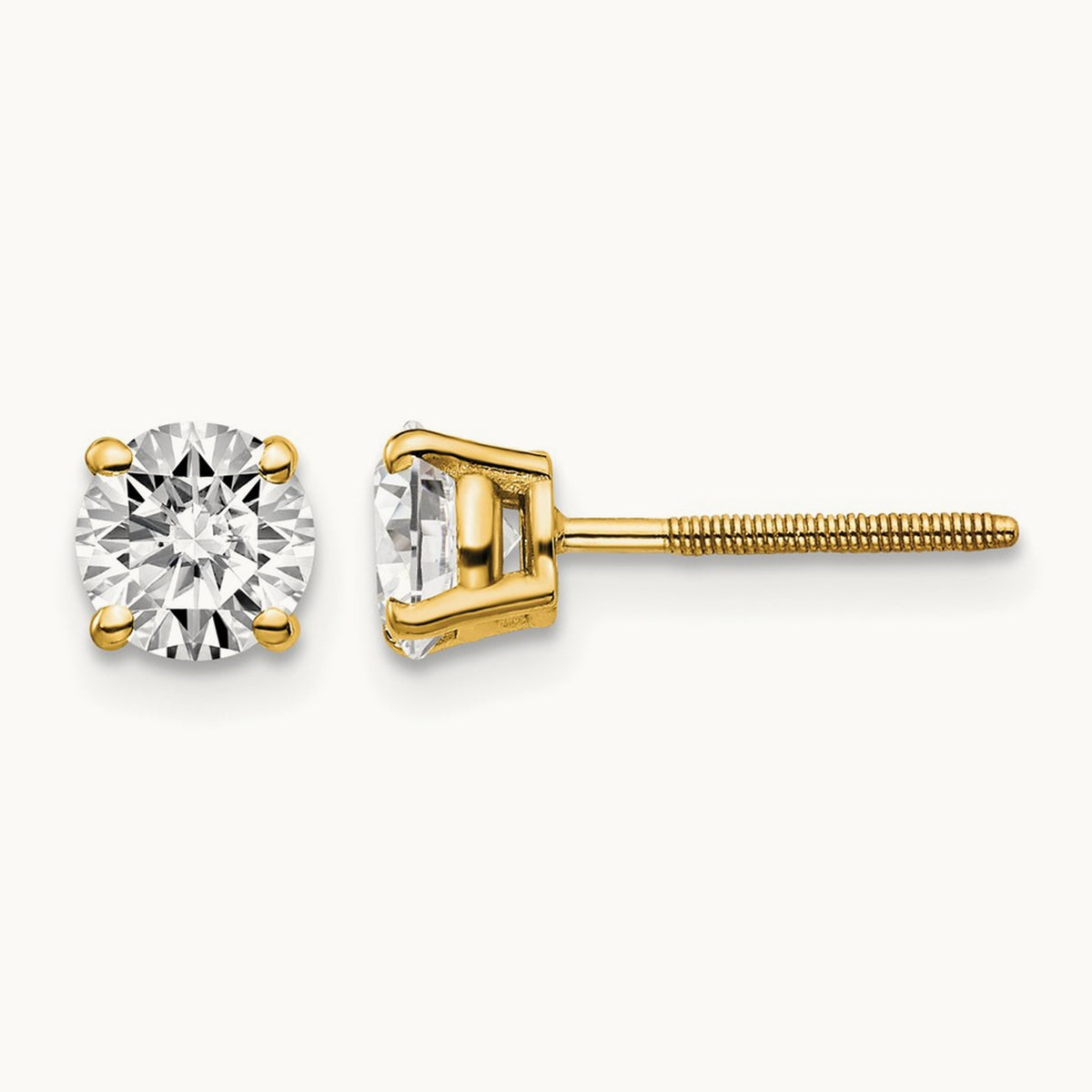 Round Diamond Stud Earrings — 14K Yellow Gold, 1.00 ct tw