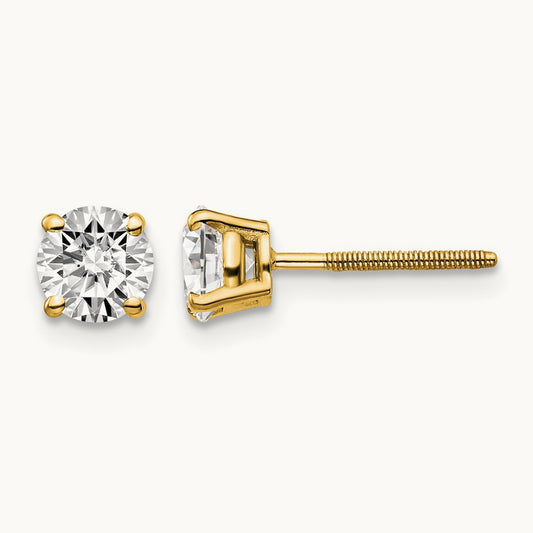 1.00ct. VS2/SI1 G-I Diamond Stud Thread on/off Post Earrings, 14K Yellow Gold