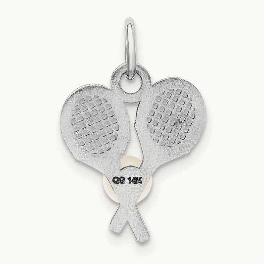 Tennis Racquets W/FWC Pearl Charm, 14K White Gold