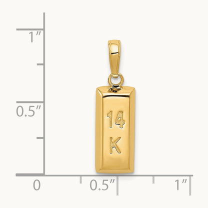 3D Gold Bar Pendant, 14K