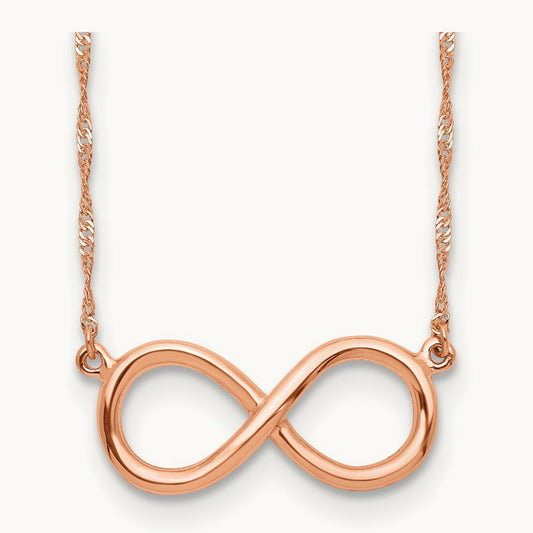 Polished Infinity Necklace — 14K Rose Gold